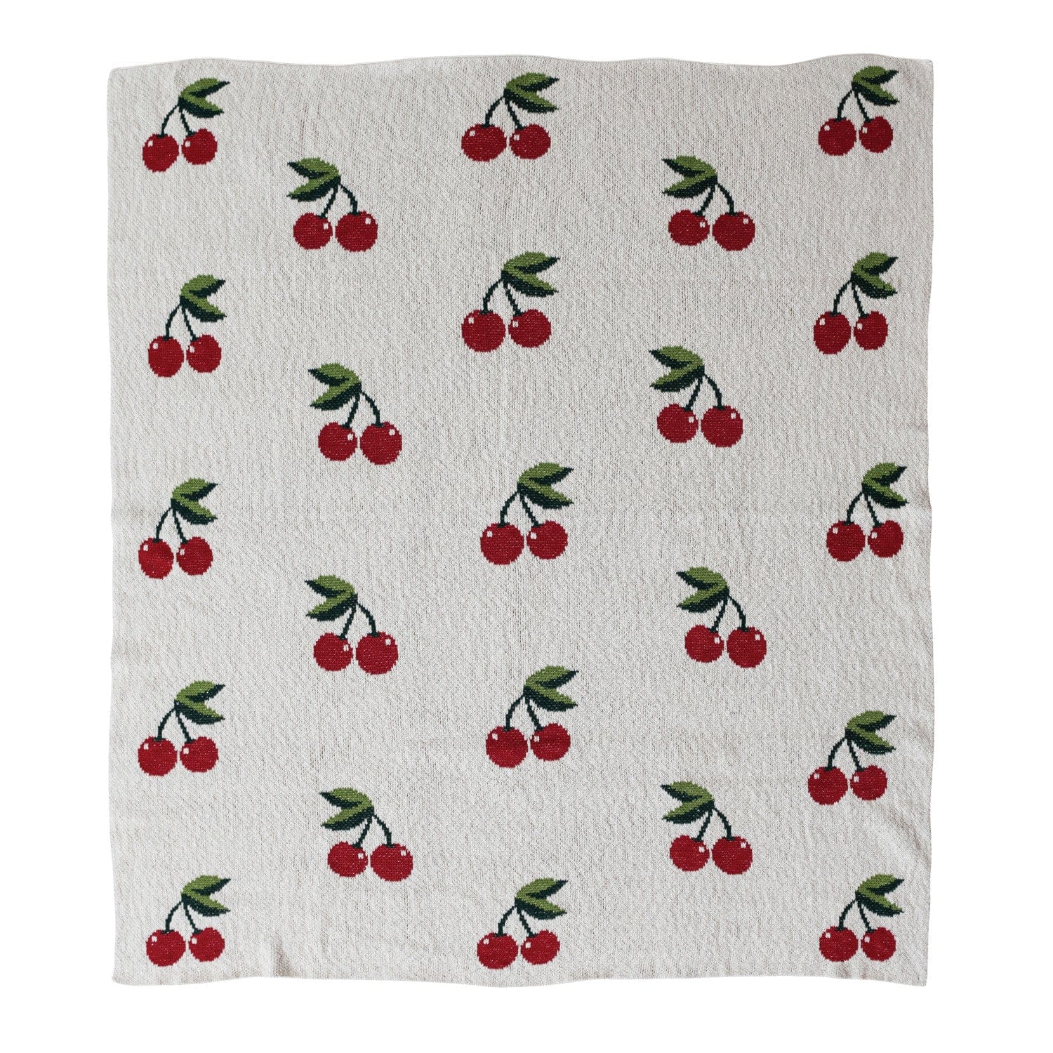 Creative Coop Home 60"L x 50"W Cotton Knit Throw with Cherries