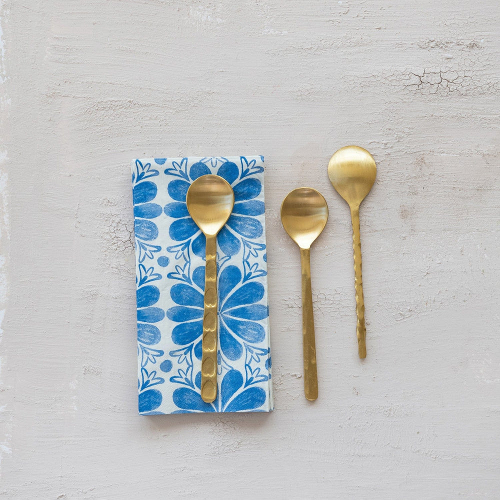 Creative Coop Home Brass Spoon with Sculpted Handle, 3 Styles