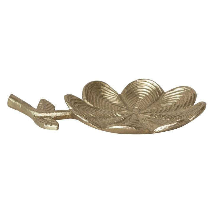 Creative Coop Home Cast Aluminum Flower Shaped Dish, Gold Finish