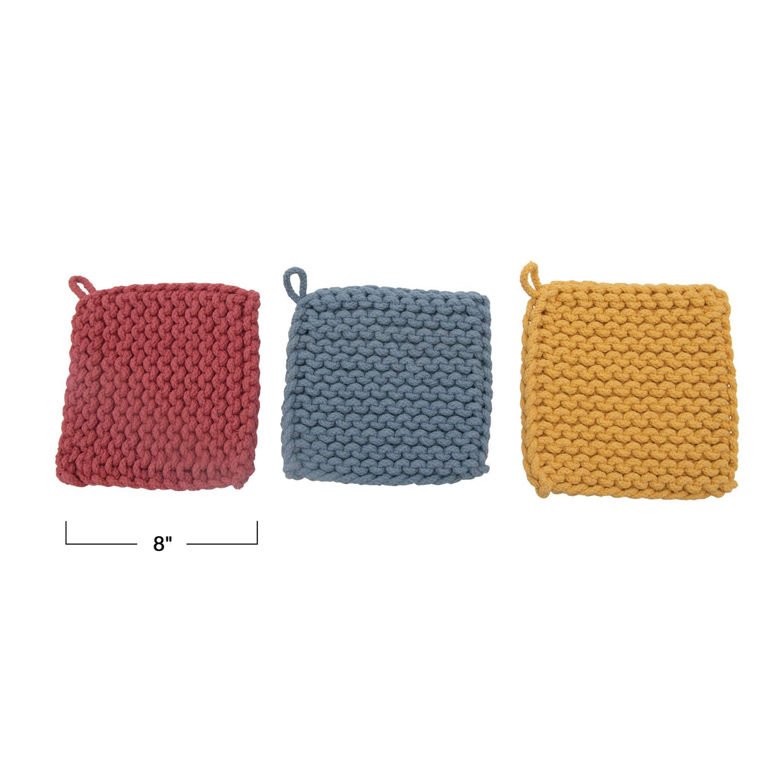 Creative Coop Home Cotton Crocheted Pot Holders