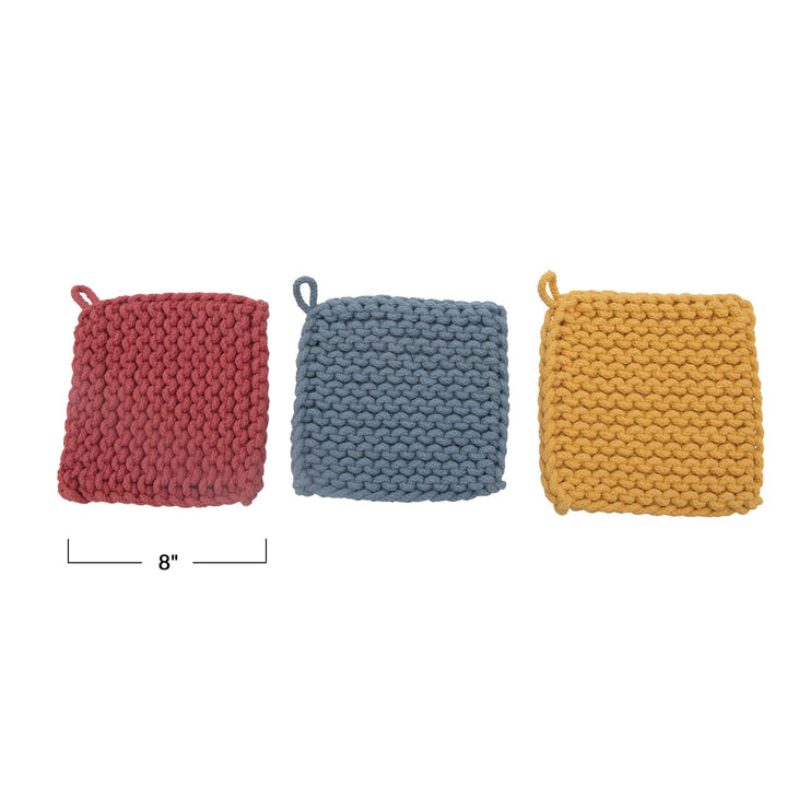Creative Coop Home Cotton Crocheted Pot Holders