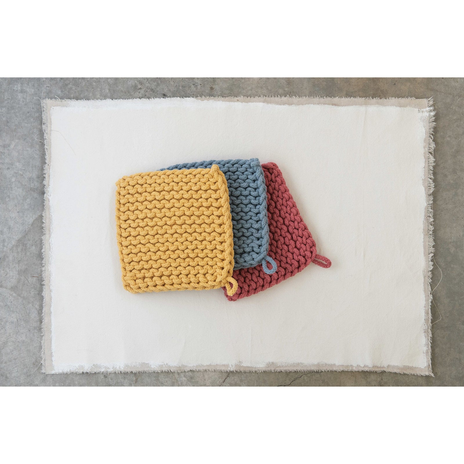 Creative Coop Home Cotton Crocheted Pot Holders