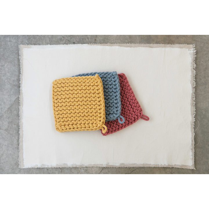 Creative Coop Home Cotton Crocheted Pot Holders
