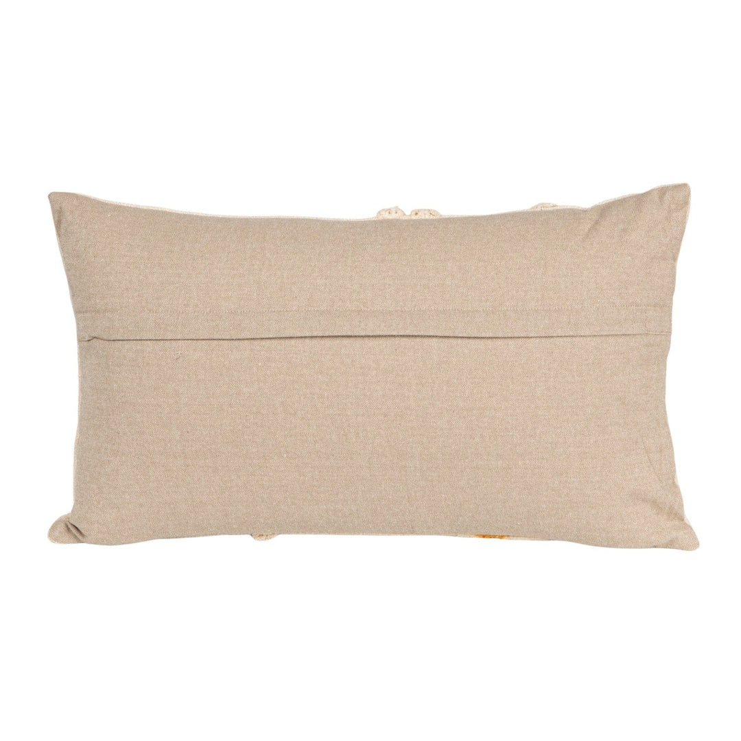Creative Coop Home Cotton Slub Lumbar Pillow with Tufted Flowers, Natural & Yellow