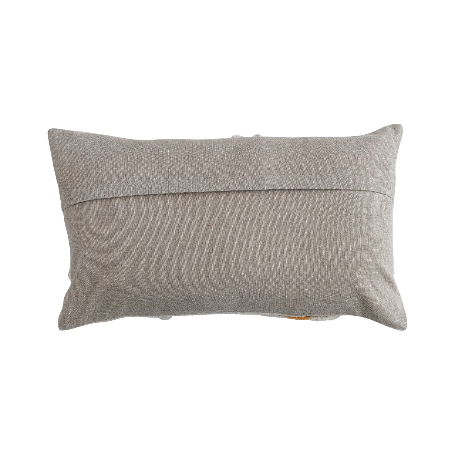 Creative Coop Home Cotton Slub Lumbar Pillow with Tufted Flowers, Natural & Yellow