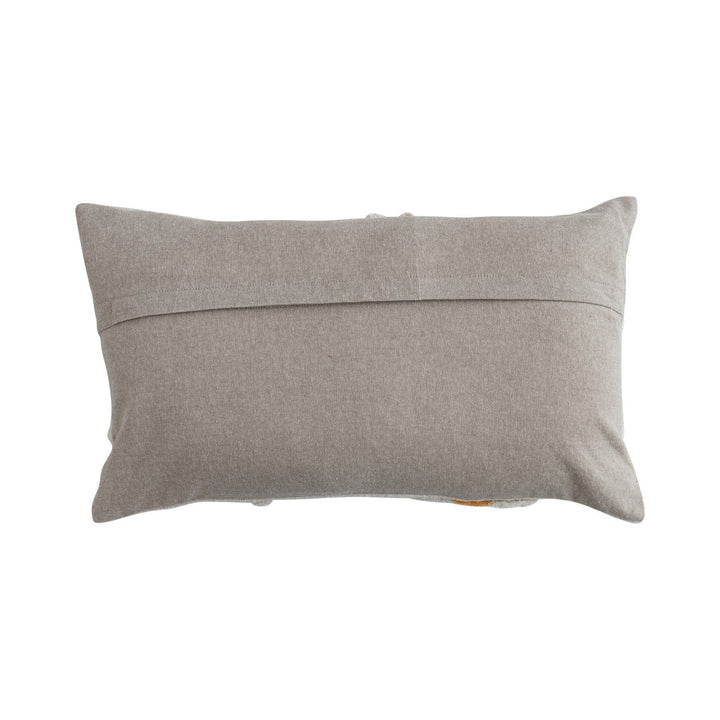 Creative Coop Home Cotton Slub Lumbar Pillow with Tufted Flowers, Natural & Yellow