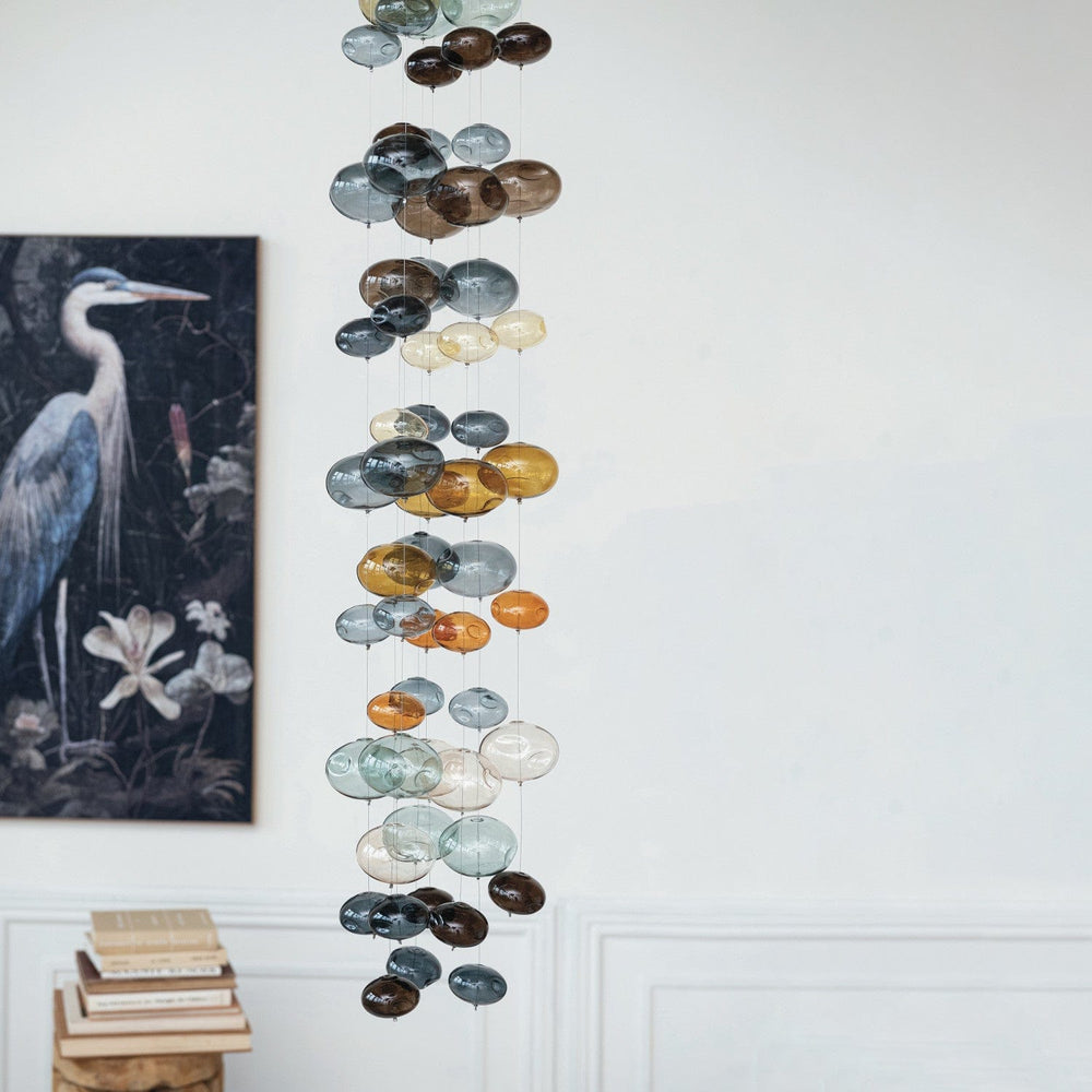 Creative Coop Home Hand Blown Bubble Glass Garland, Blues