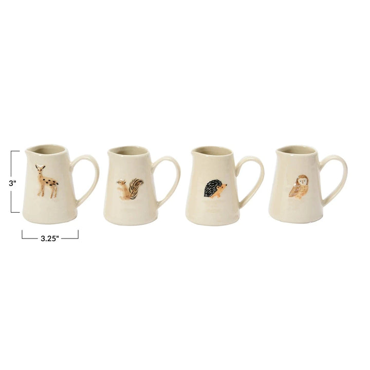 Creative Coop Home Hand-Painted Creamer with Forest Animal, 4 Styles