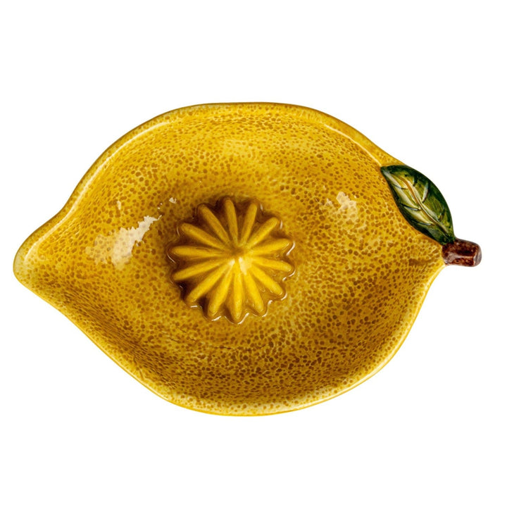 Creative Coop Home Hand-Painted Stoneware Lemon Shaped Juicer