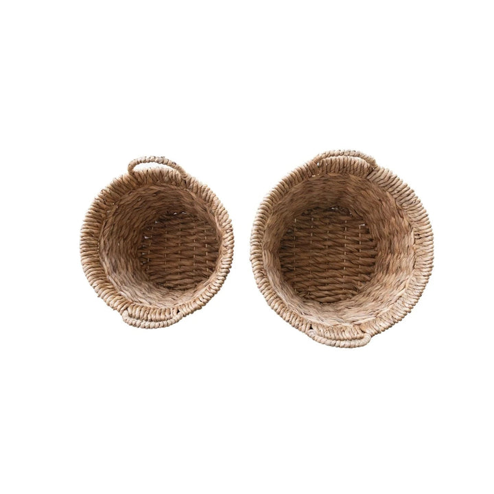 Creative Coop Home Hand-Woven Water Hyacinth Baskets with Handles