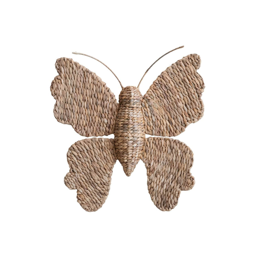 Creative Coop Home Hand-Woven Water Hyacinth Butterfly Wall Décor, Natural