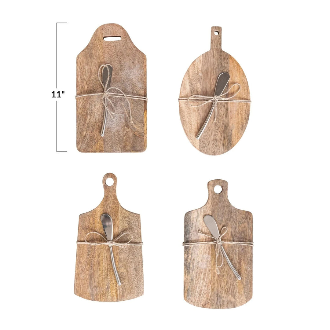 Creative Coop Home Mango Wood Cheese/Cutting Board & Canape Knife