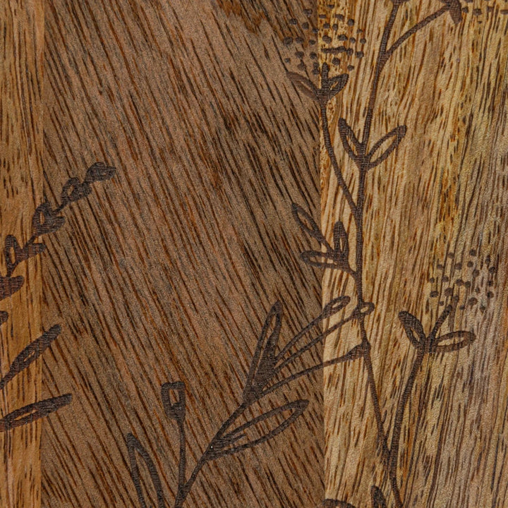 Creative Coop Home Mango Wood Cheese/Cutting Board w/ Laser Etched Botanicals