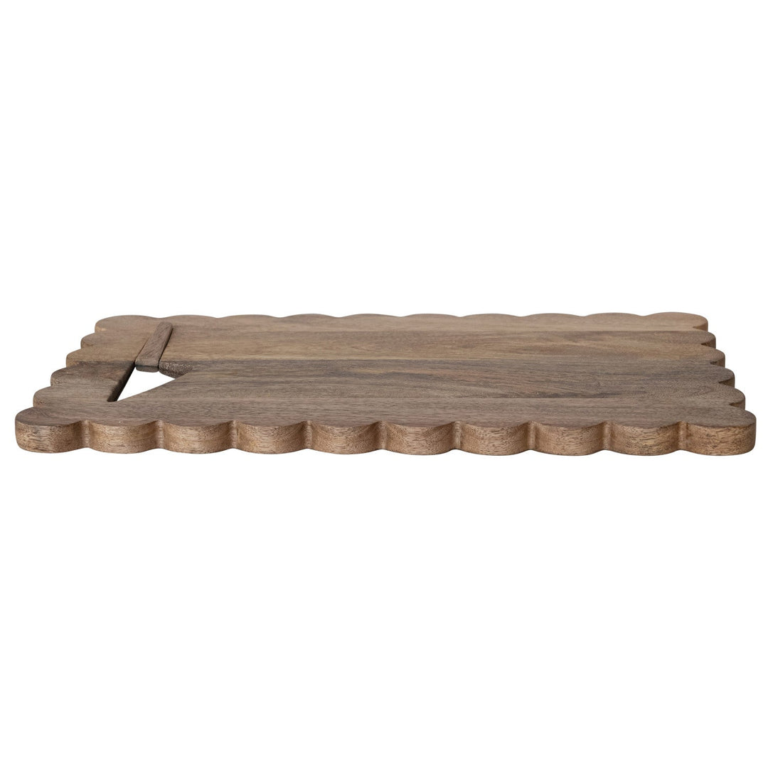 Creative Coop Home Mango Wood Scalloped Cheese/Serving Board w/ Stainless Steel Cheese Knife, Set of 2 - LOCAL PICKUP ONLY