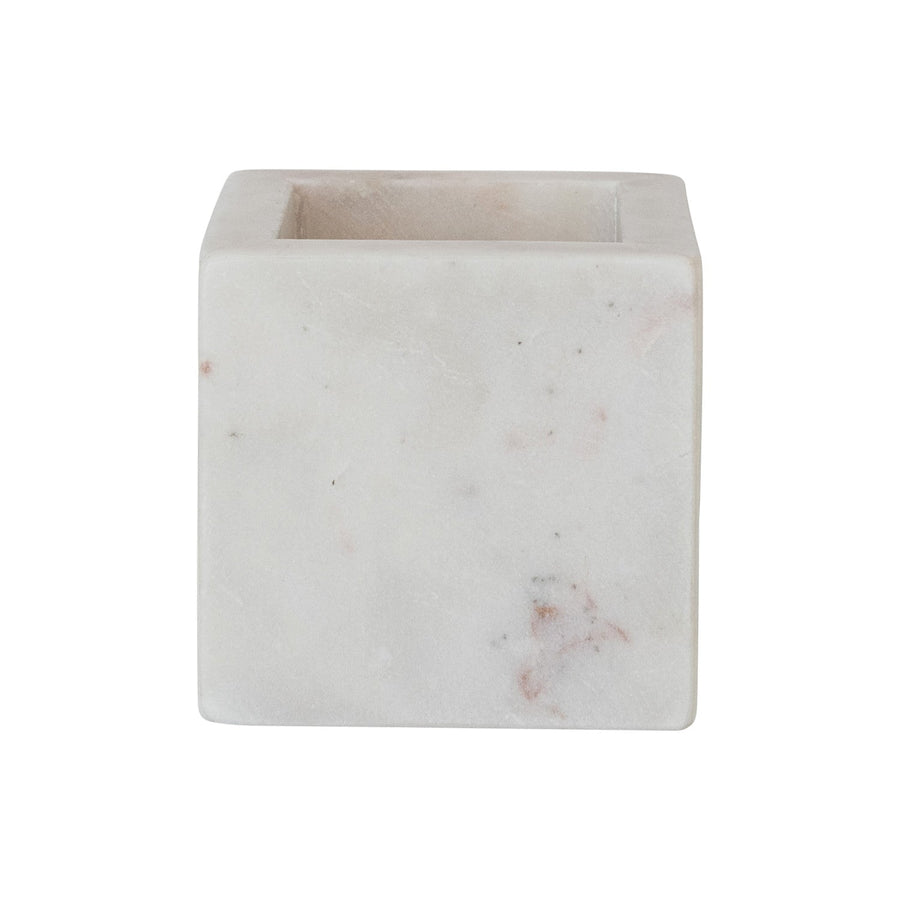 Creative Coop Home Marble Container, White