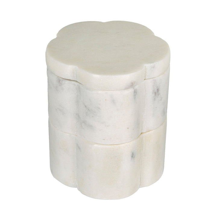 Creative Coop Home Marble Scalloped Stackable Pinch Pots with Lid