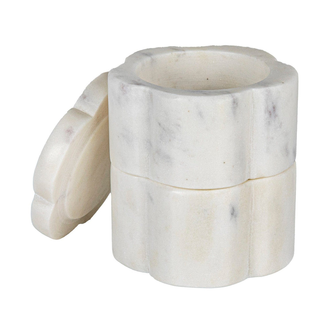 Creative Coop Home Marble Scalloped Stackable Pinch Pots with Lid