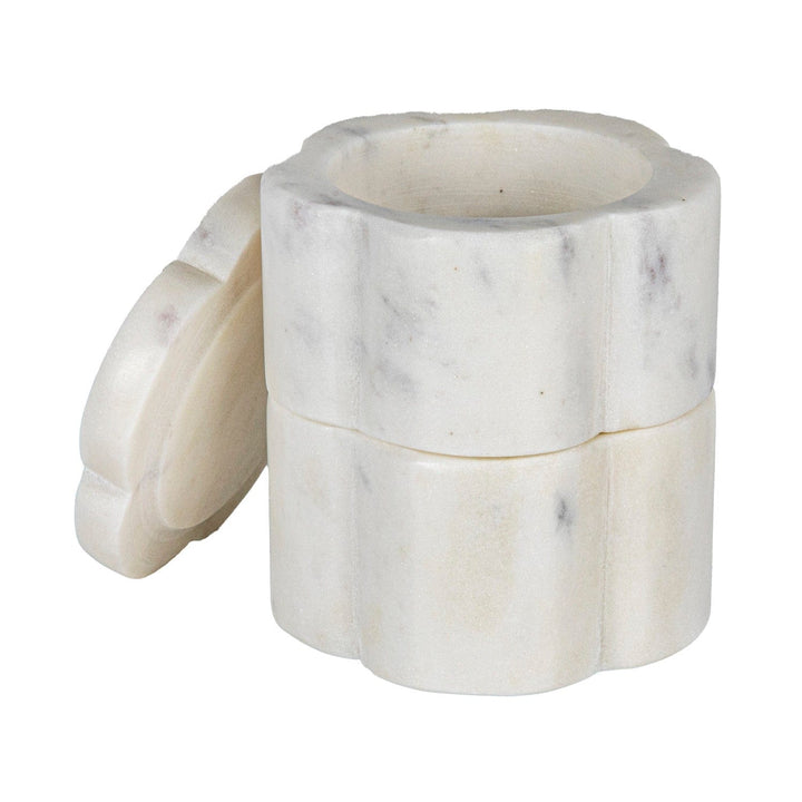 Creative Coop Home Marble Scalloped Stackable Pinch Pots with Lid