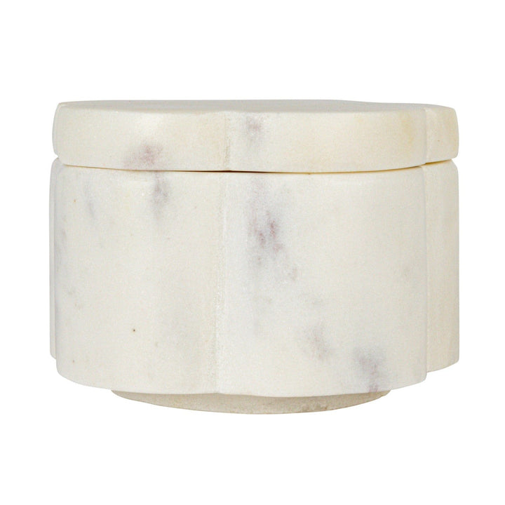 Creative Coop Home Marble Scalloped Stackable Pinch Pots with Lid