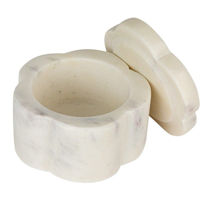 Creative Coop Home Marble Scalloped Stackable Pinch Pots with Lid