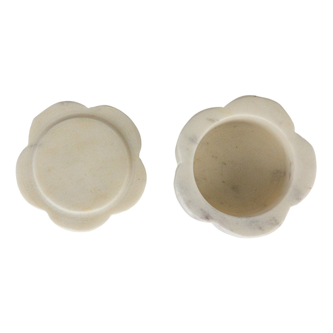 Creative Coop Home Marble Scalloped Stackable Pinch Pots with Lid