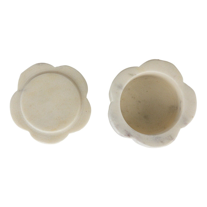 Creative Coop Home Marble Scalloped Stackable Pinch Pots with Lid