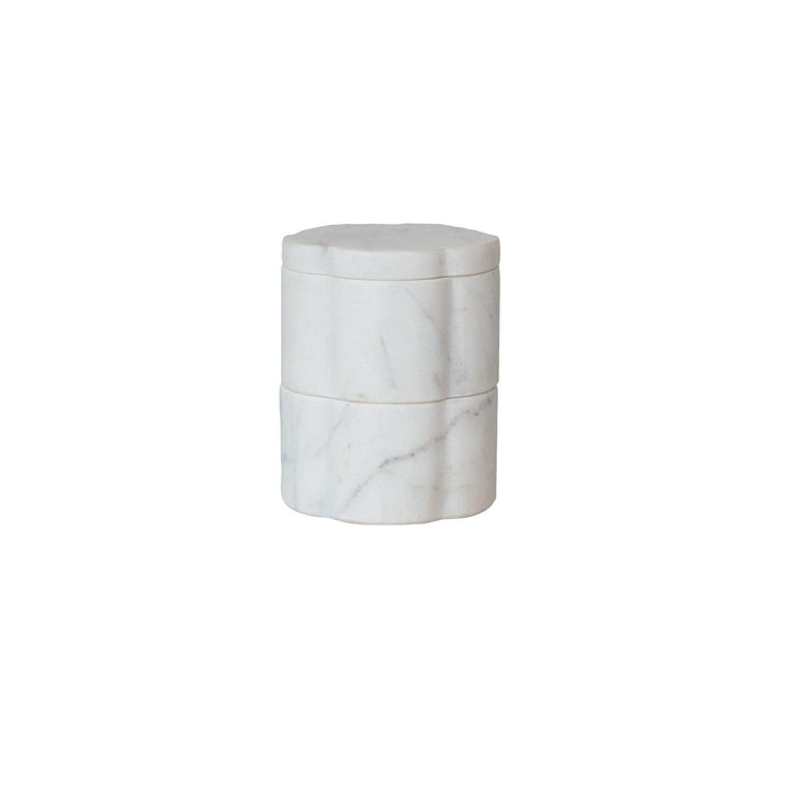 Creative Coop Home Marble Scalloped Stackable Pinch Pots with Lid