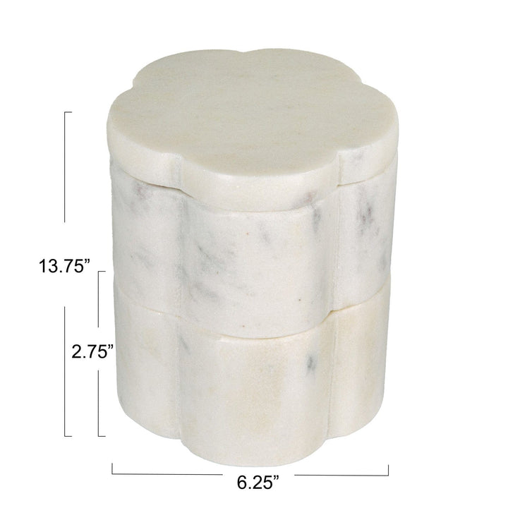 Creative Coop Home Marble Scalloped Stackable Pinch Pots with Lid