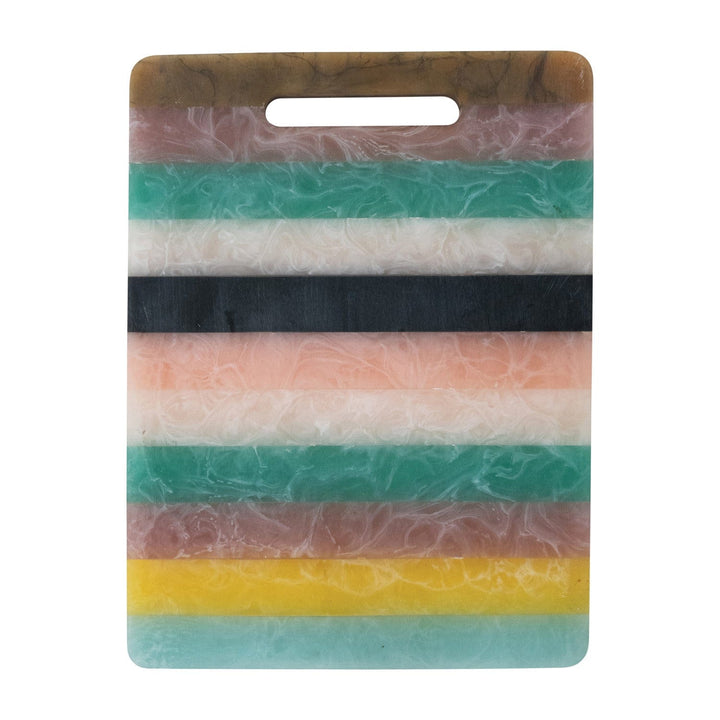 Creative Coop Home Marbled Resin Striped Cheese/Serving Board w/ Handle (Each One Will Vary) - LOCAL PICKUP ONLY