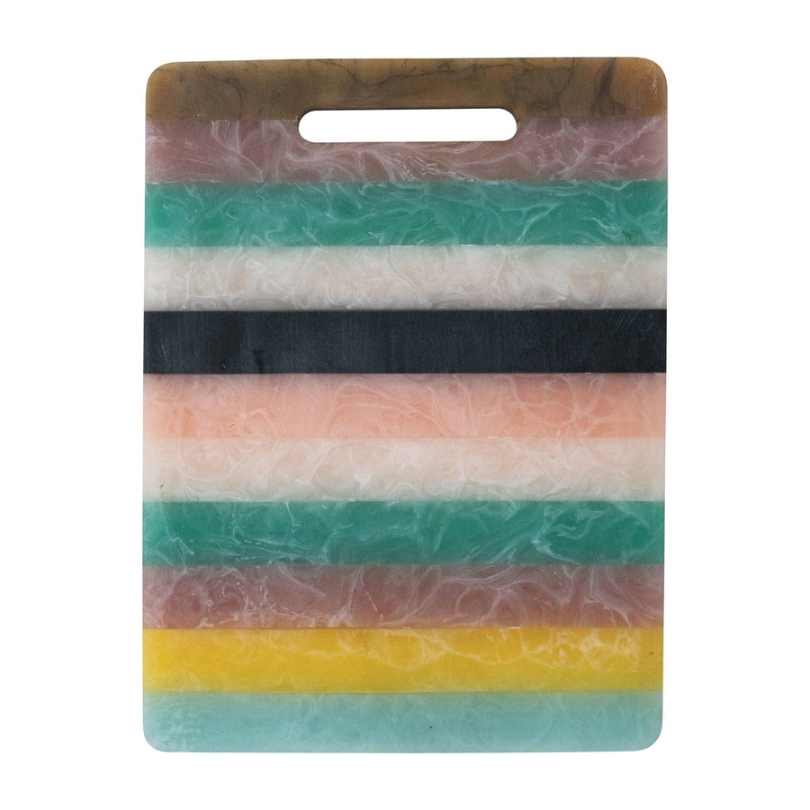 Creative Coop Home Marbled Resin Striped Cheese/Serving Board w/ Handle (Each One Will Vary) - LOCAL PICKUP ONLY