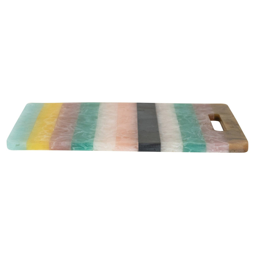 Creative Coop Home Marbled Resin Striped Cheese/Serving Board w/ Handle (Each One Will Vary) - LOCAL PICKUP ONLY