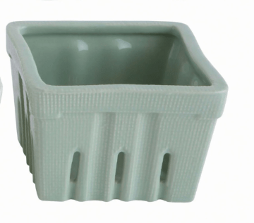 Creative Coop Home Mist Blue Textured Stoneware Berry Basket