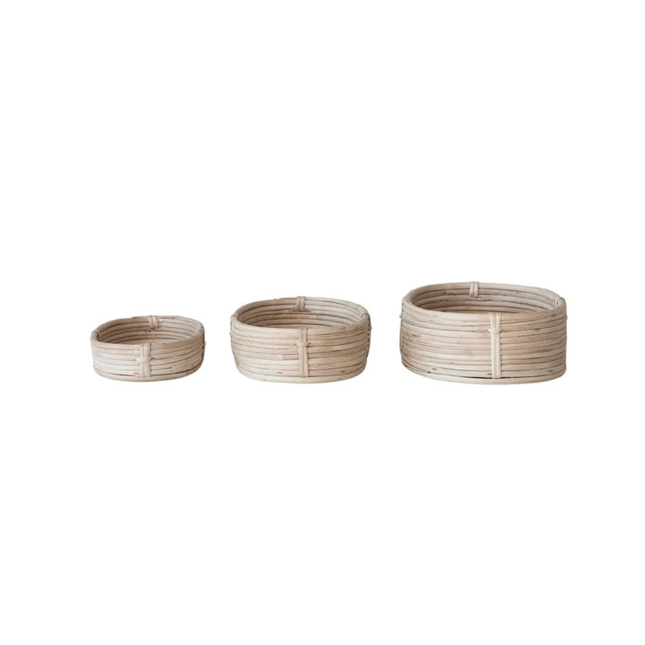 Creative Coop Home Oval Decorative Hand-Woven Rattan Baskets