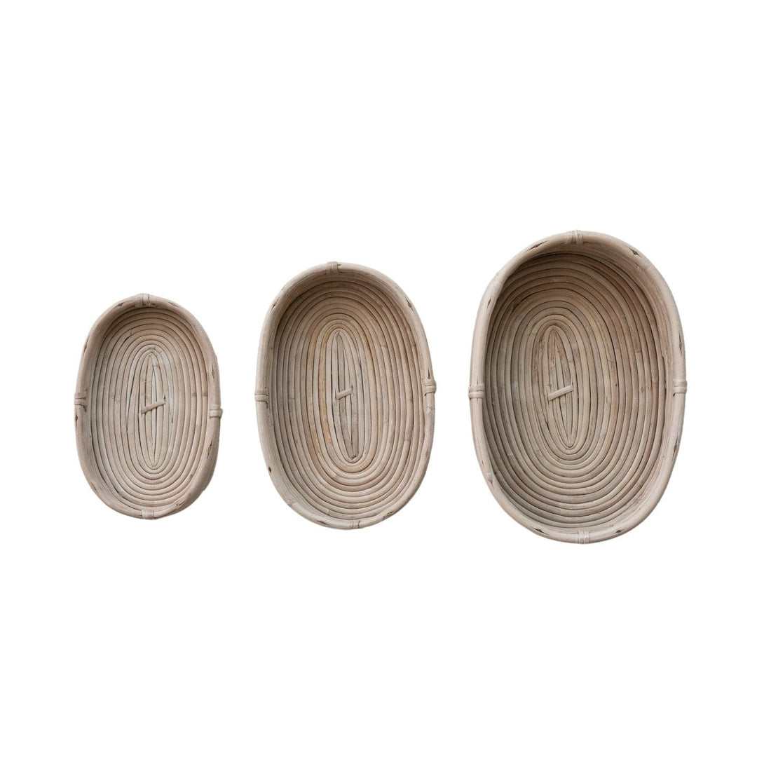 Creative Coop Home Oval Decorative Hand-Woven Rattan Baskets