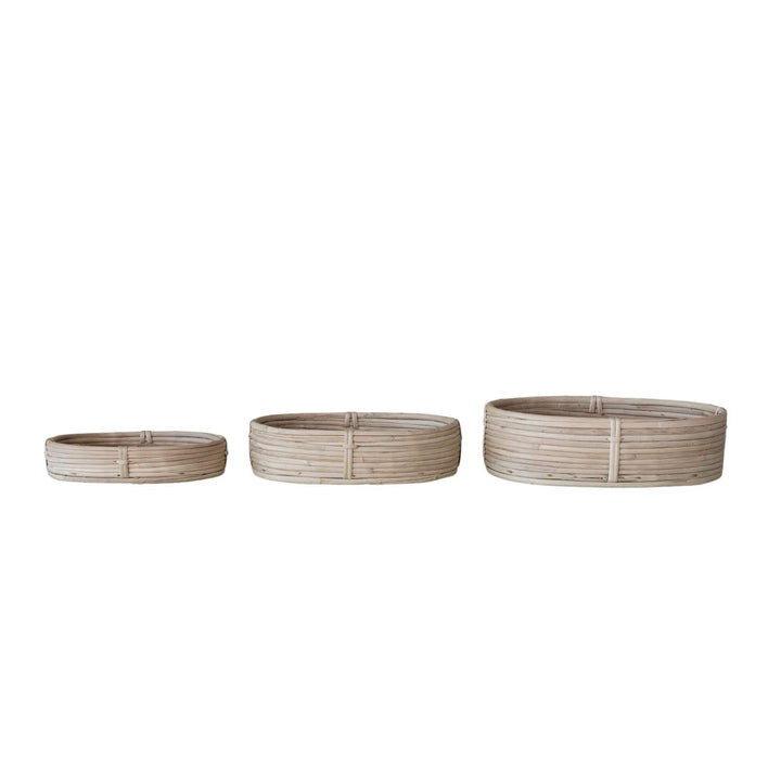 Creative Coop Home Oval Decorative Hand-Woven Rattan Baskets