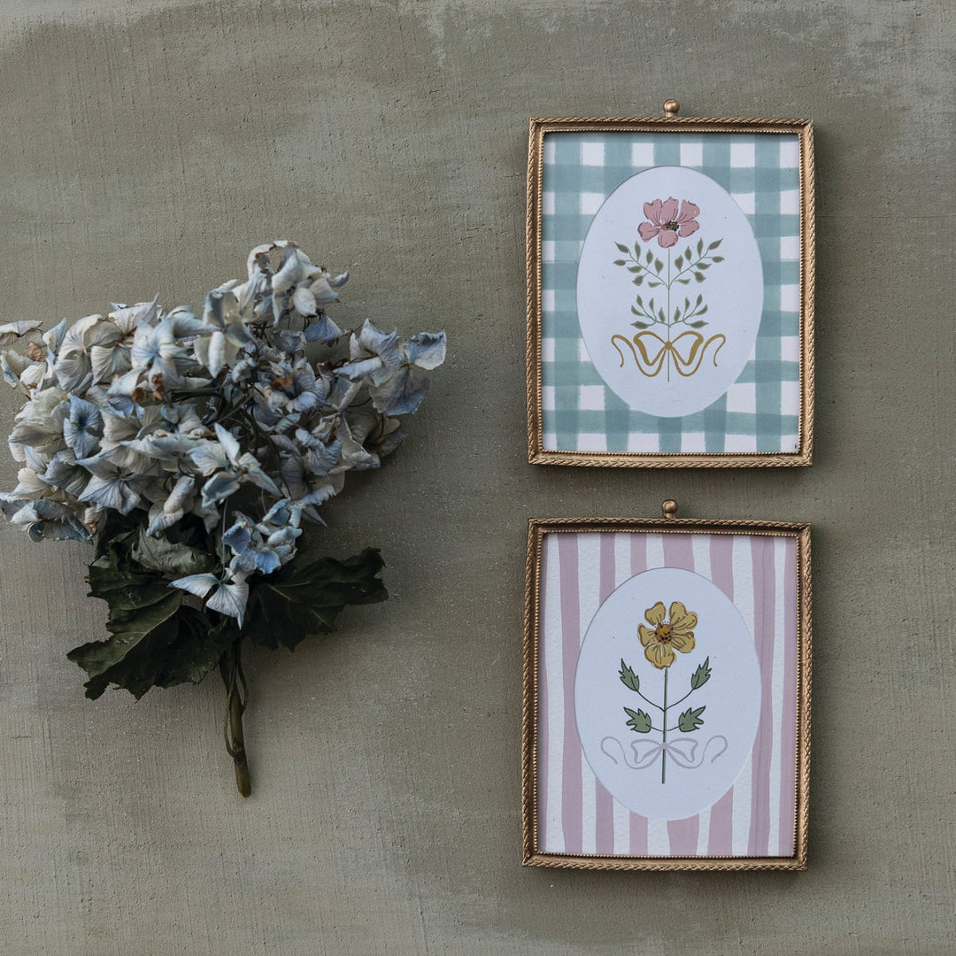 Creative Coop Home Pewter Framed Glass Wall Decor