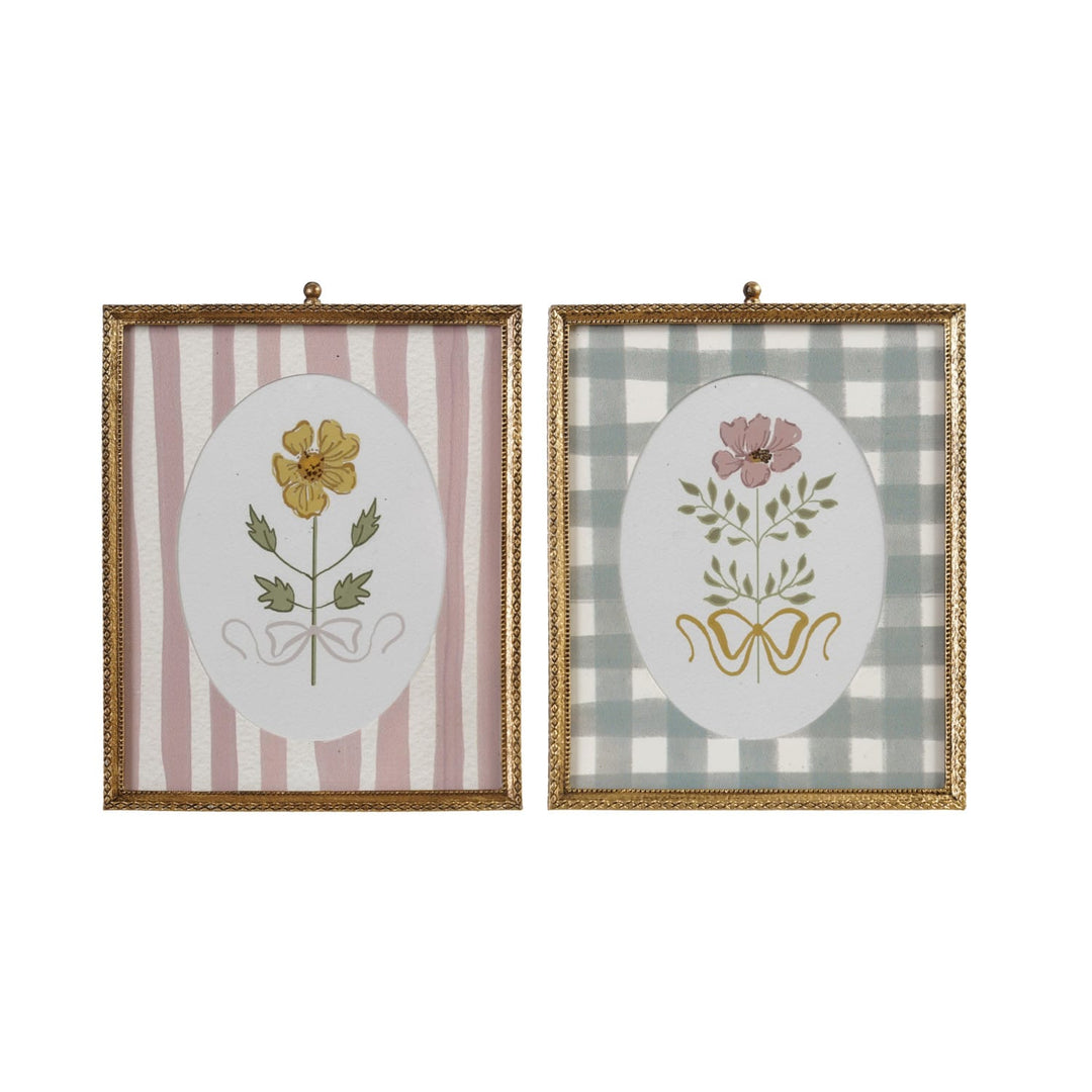 Creative Coop Home Pewter Framed Glass Wall Decor