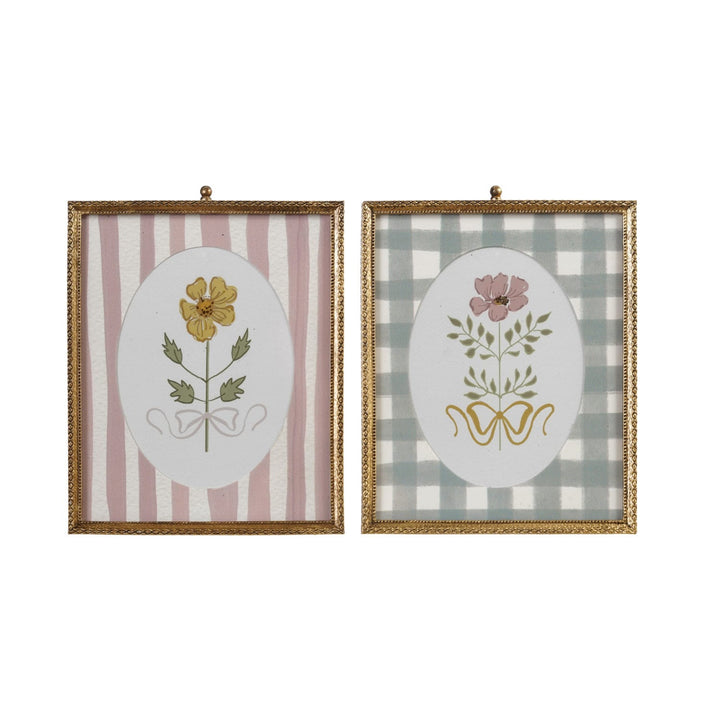 Creative Coop Home Pewter Framed Glass Wall Decor