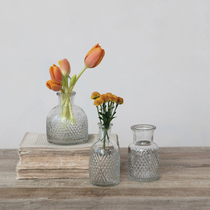 Creative Coop Home Pressed Glass Vase, 3 Styles