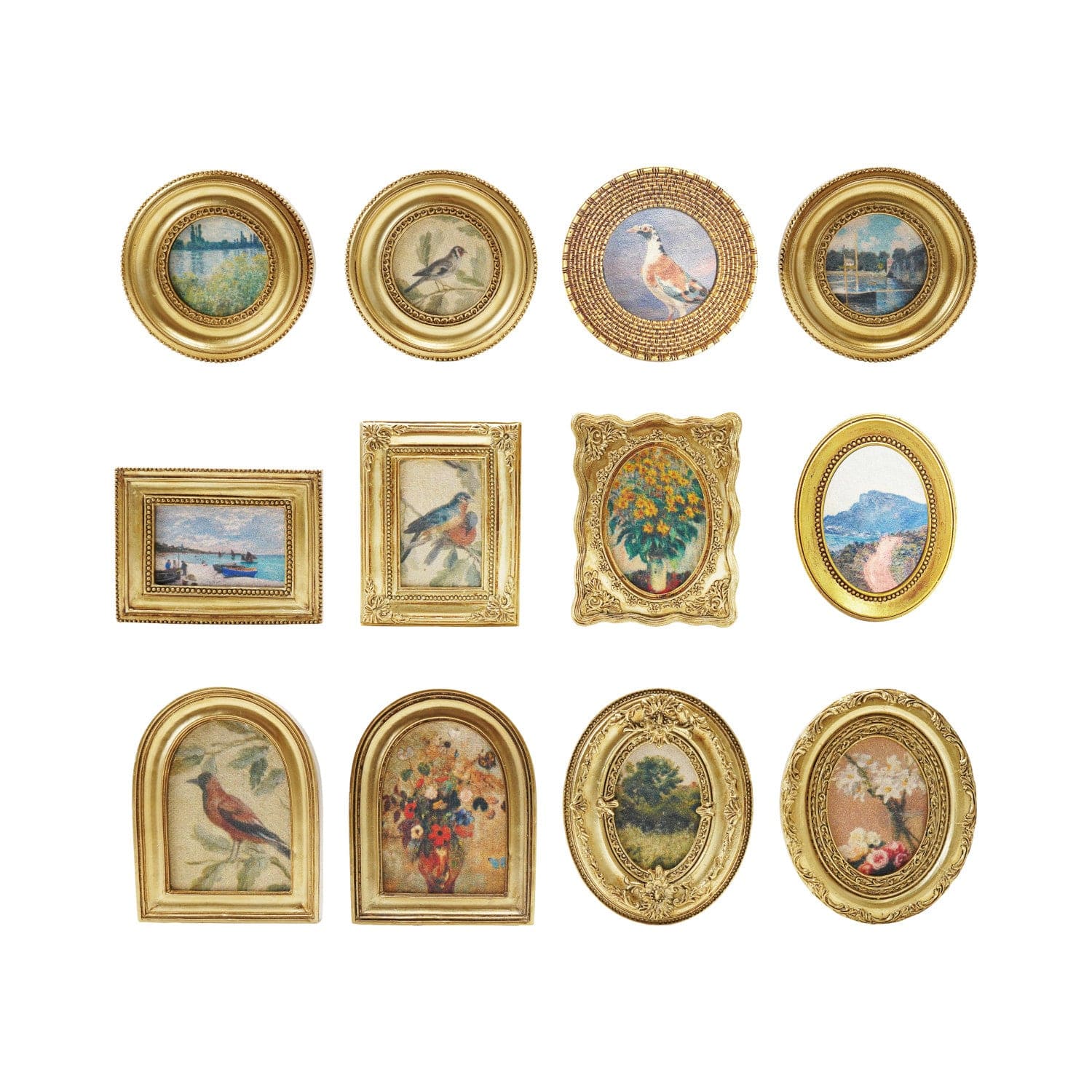 Creative Coop Home Resin Mini Framed Art Magnet, Gold Finish, 12 Styles