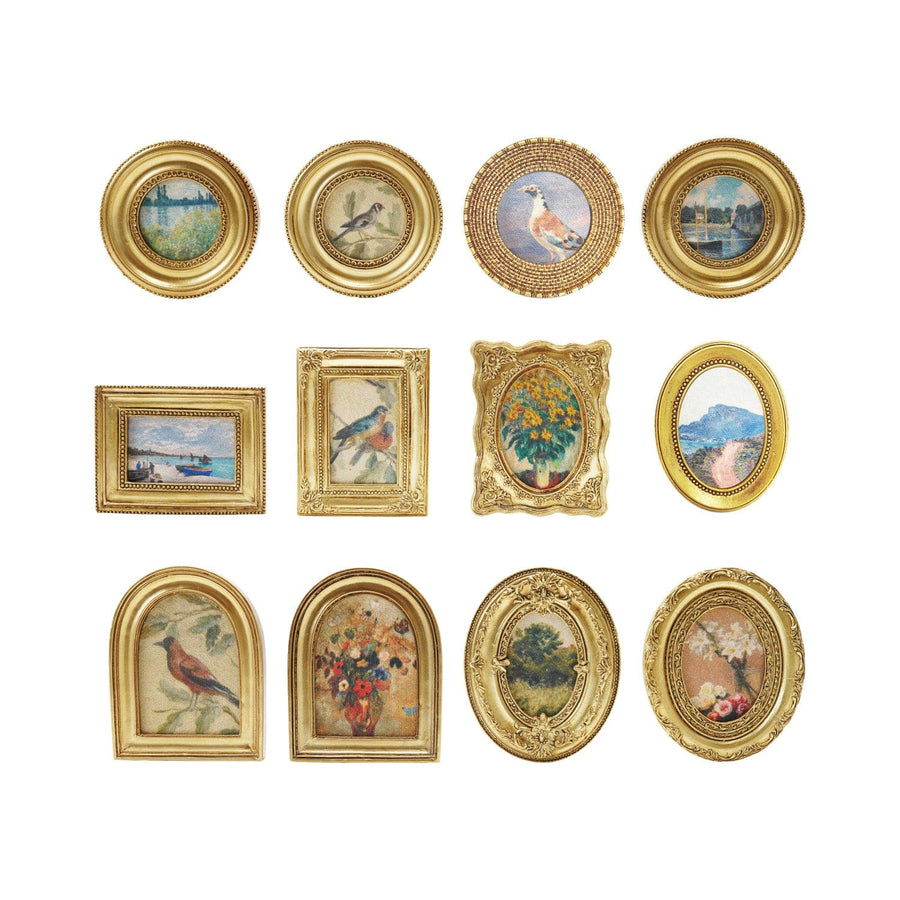 Creative Coop Home Resin Mini Framed Art Magnet, Gold Finish, 12 Styles