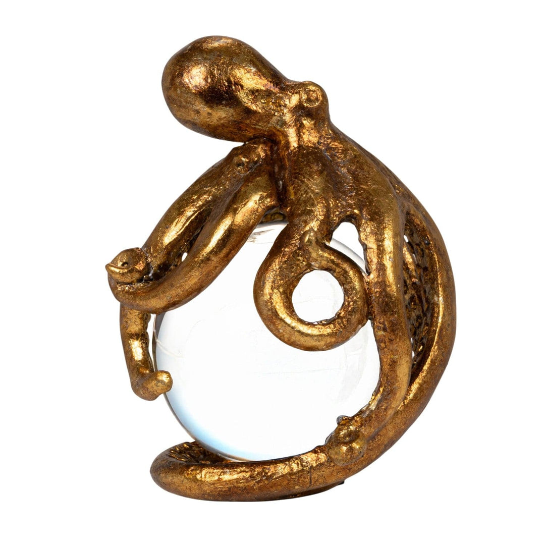 Creative Coop Home Resin Octopus on Glass Ball with Gold Leaf Finish - LOCAL PICKUP ONLY