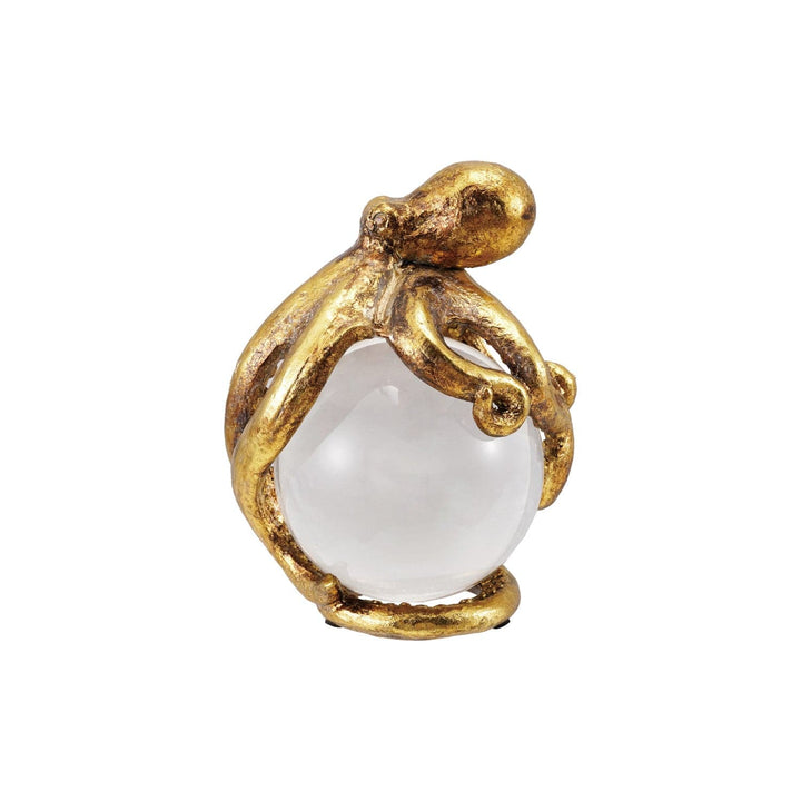 Creative Coop Home Resin Octopus on Glass Ball with Gold Leaf Finish - LOCAL PICKUP ONLY