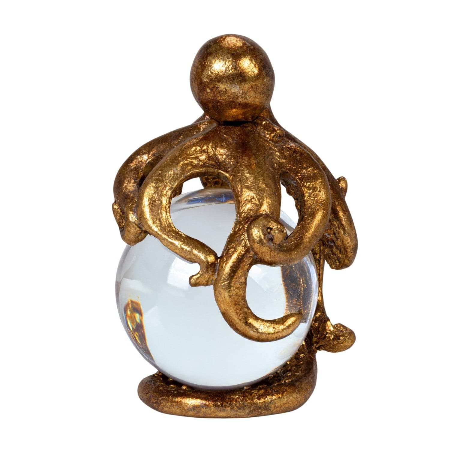 Creative Coop Home Resin Octopus on Glass Ball with Gold Leaf Finish - LOCAL PICKUP ONLY
