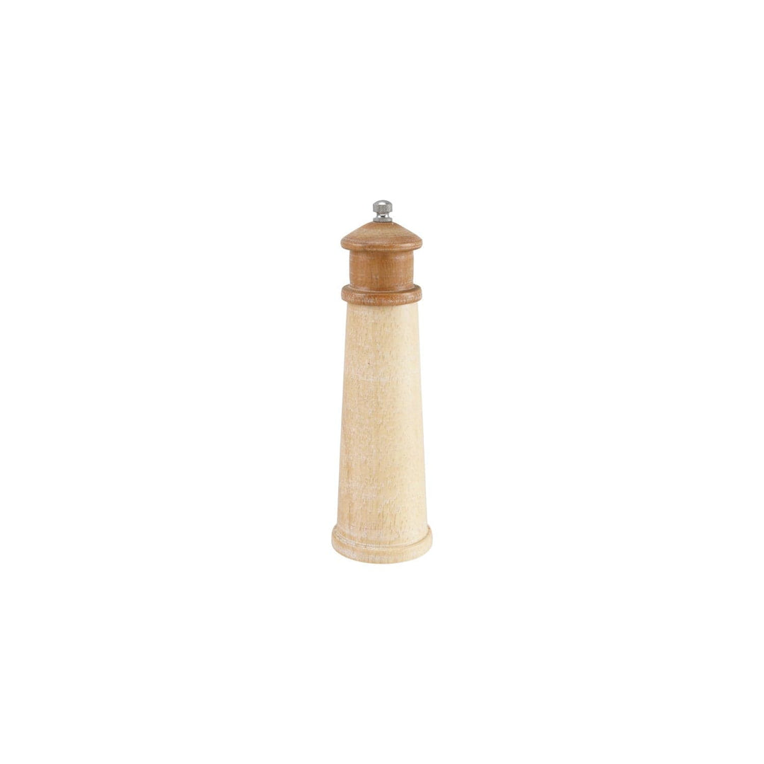Creative Coop Home Rubberwood Lighthouse Shaped Salt/Pepper Mill, Natural