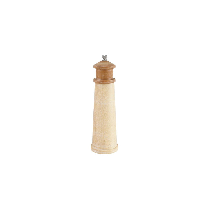 Creative Coop Home Rubberwood Lighthouse Shaped Salt/Pepper Mill, Natural