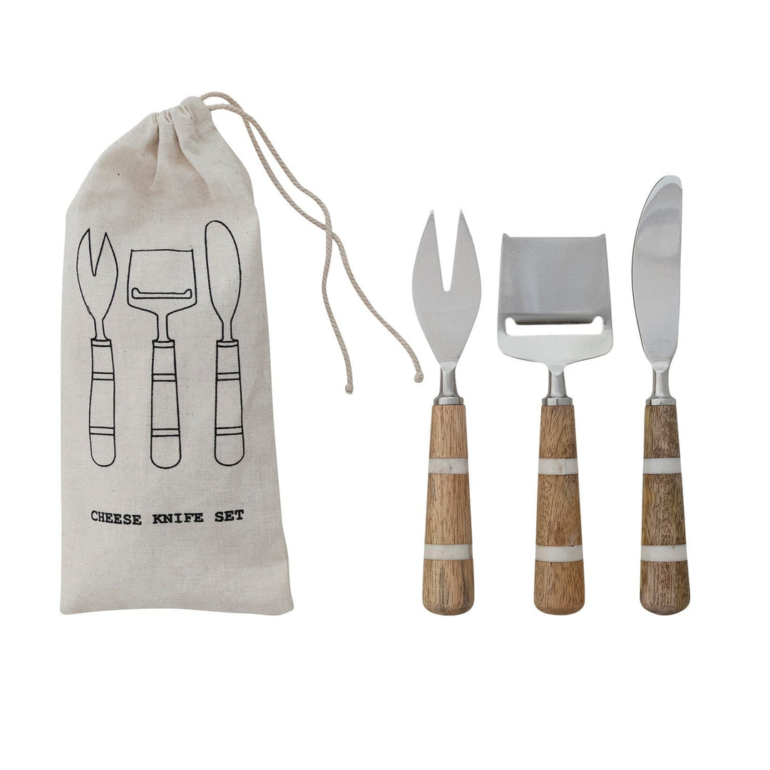 Creative Coop Home Stainless Steel Cheese Knives with Mango Wood & Resin Handles