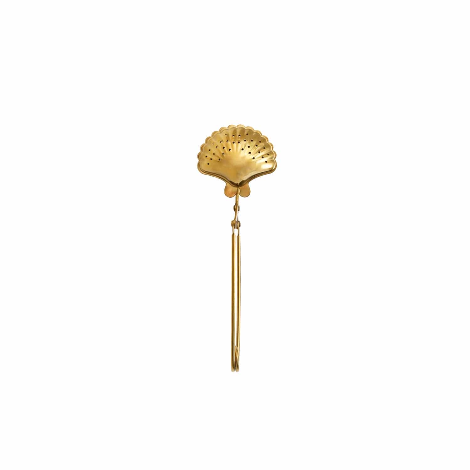 Creative Coop Home Stainless Steel Shell Shaped Loose Tea Infuser, Gold Finish