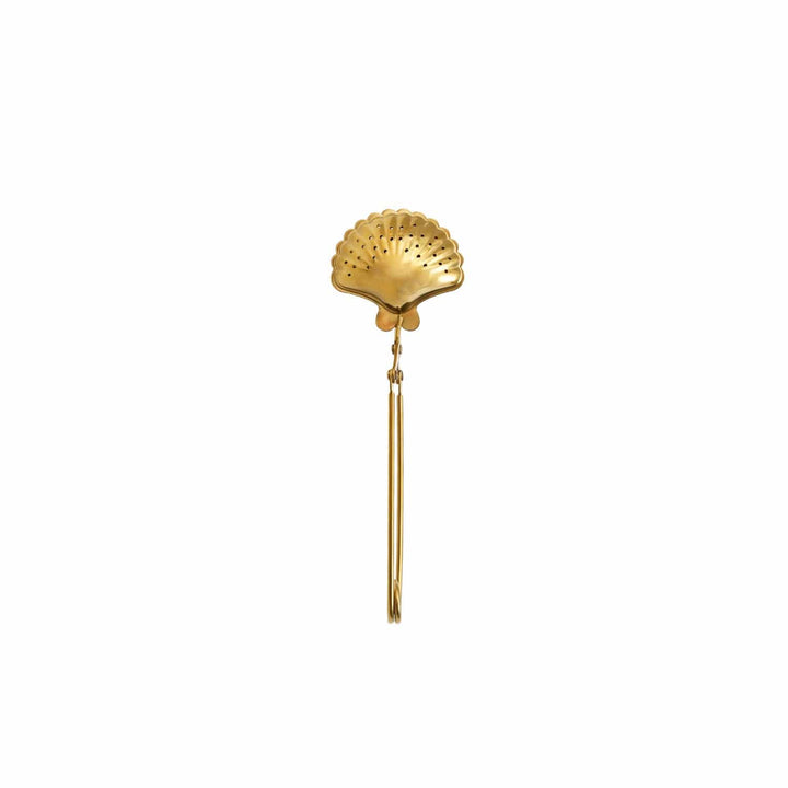 Creative Coop Home Stainless Steel Shell Shaped Loose Tea Infuser, Gold Finish