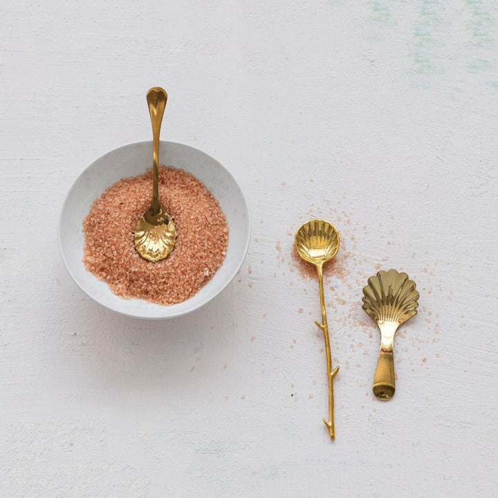 Creative Coop Home Stainless Steel Shell Shaped Spoon, Gold Finish